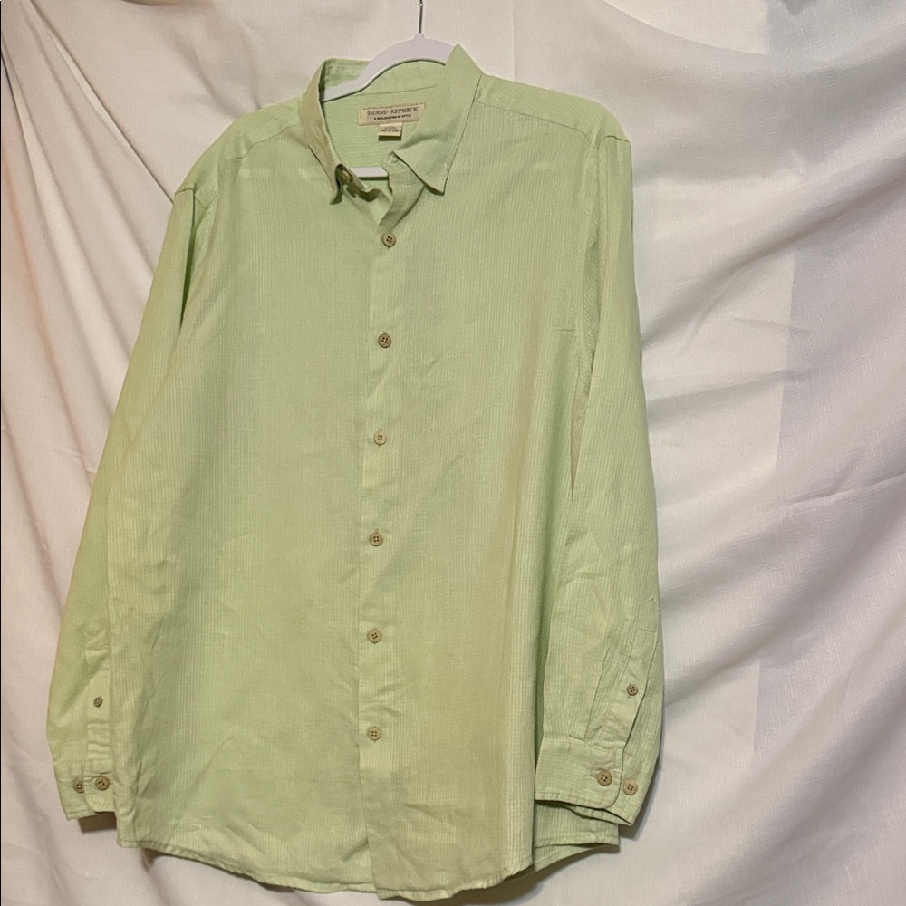 Island Republic linen blend Xxl Light Green Men's Shirt